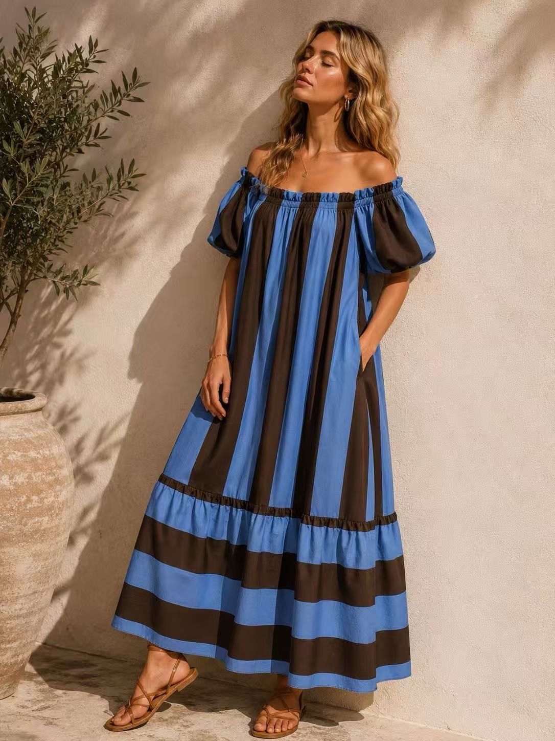 699 robe longue rayures