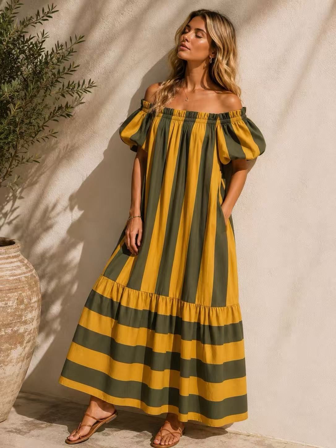 699 robe longue rayures