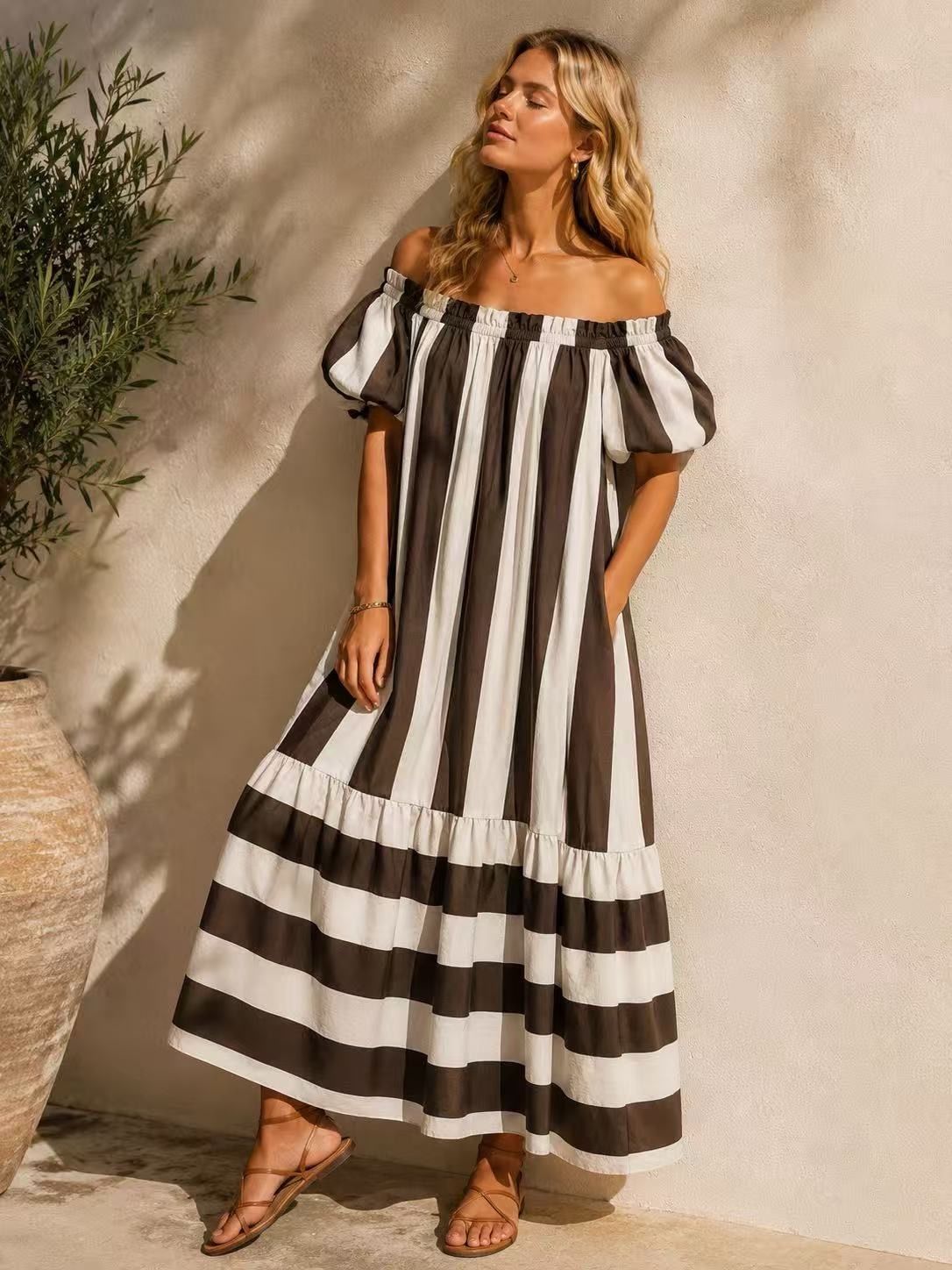 699 robe longue rayures