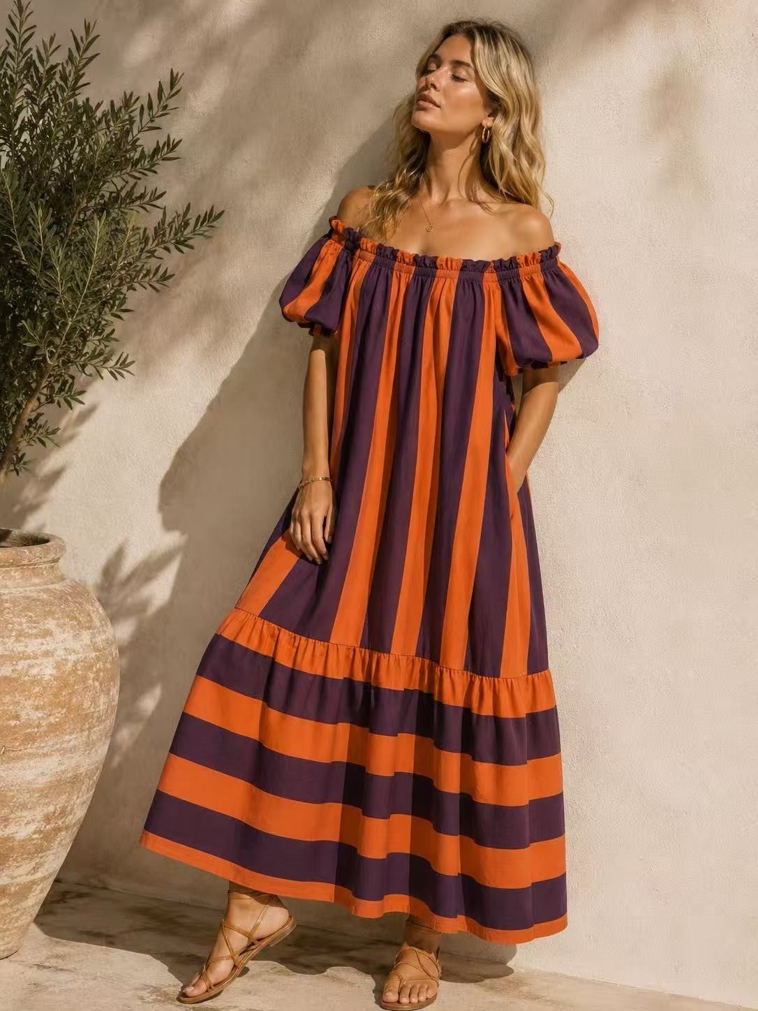 699 robe longue rayures