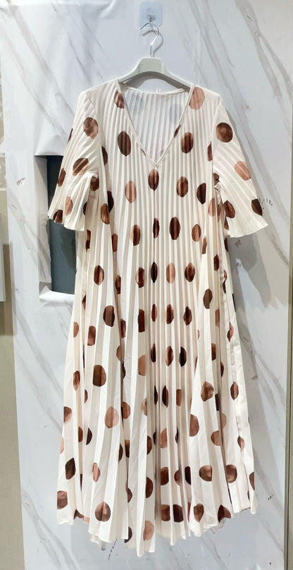 716 robe plissée à pois