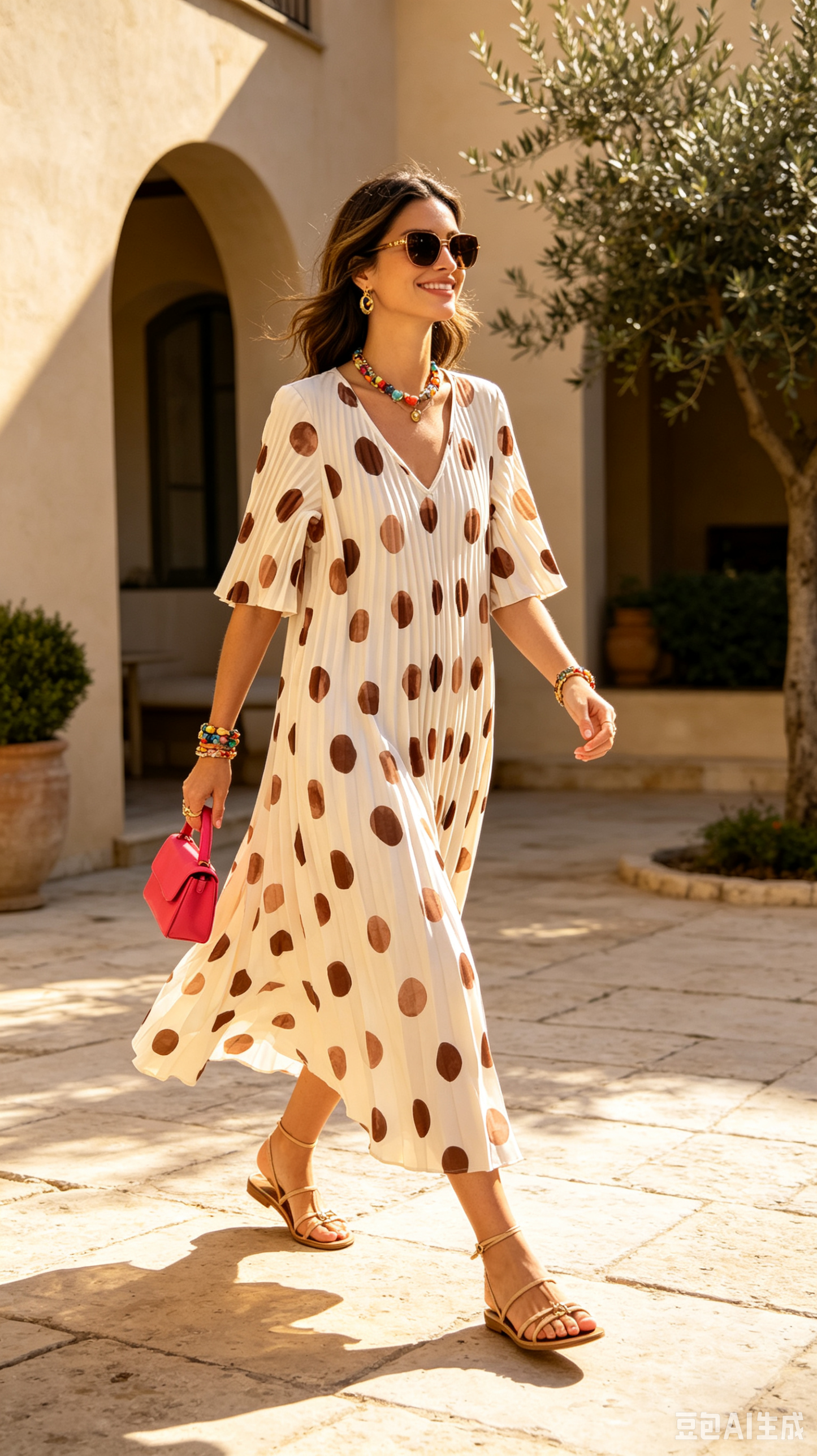 716 robe plissée à pois