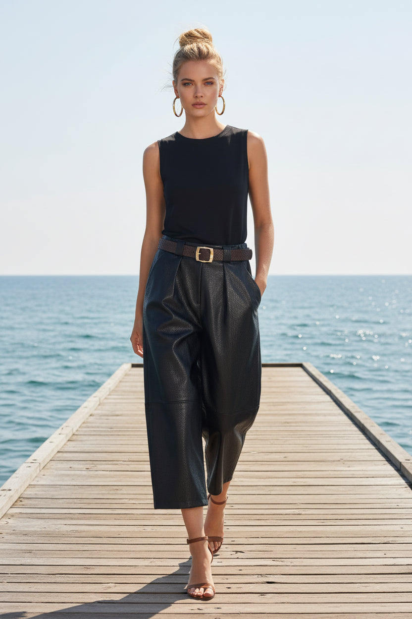 Scarlett pantalon barrel simili cuir