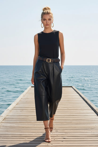 Scarlett pantalon barrel simili cuir