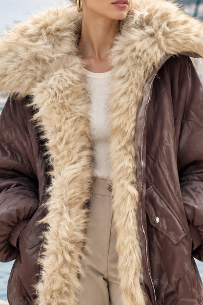 OLIVER Veste similicuir et fourrure