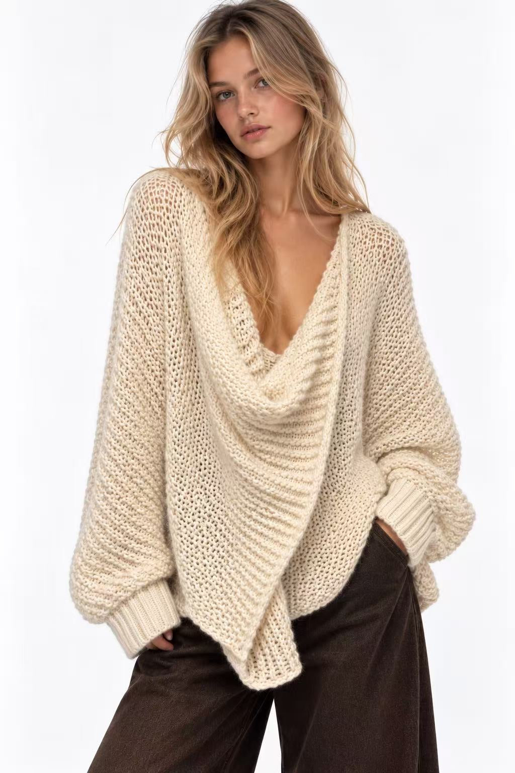 ALEXANDRA Pull grosse maille croisé