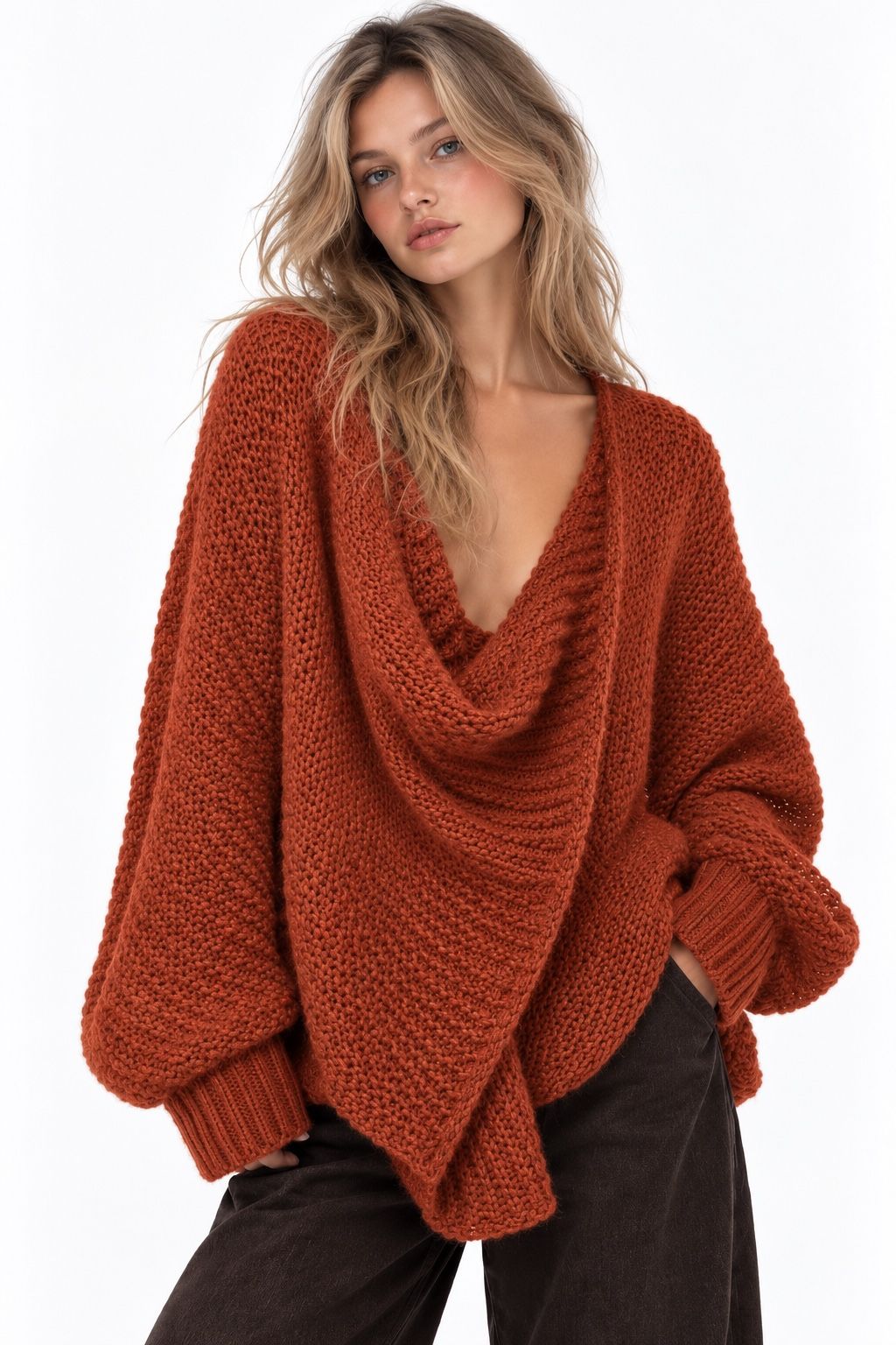 ALEXANDRA Pull grosse maille croisé