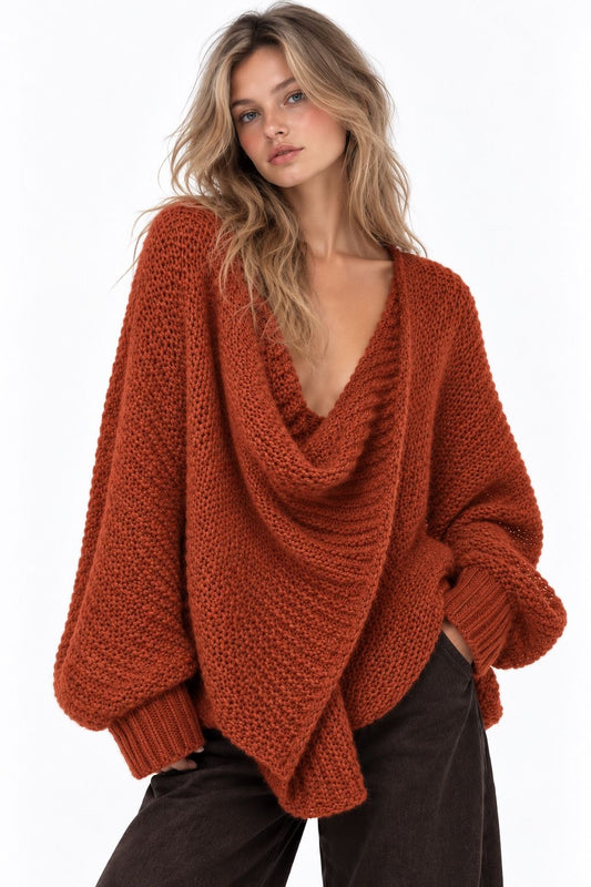 ALEXANDRA Pull grosse maille croisé